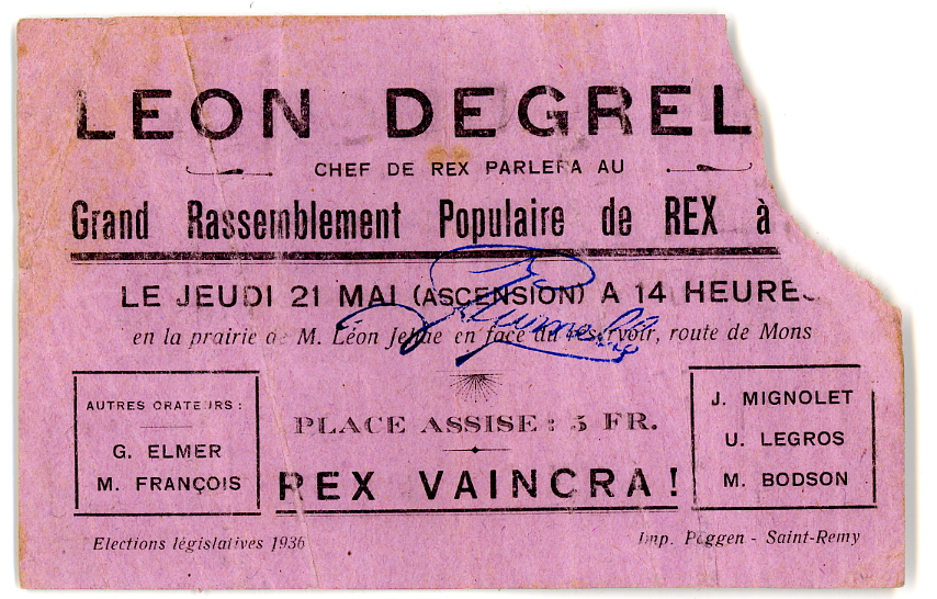 Rassemblement REX, 1936 — discours de Léon Degrelle
